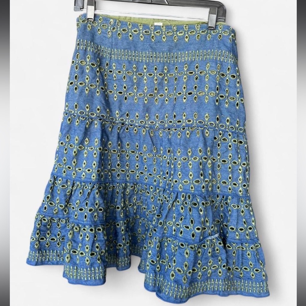 Blue and Green Patterned Women's Skirt